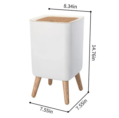 Wooden Plastic Square Dustbin with Lid