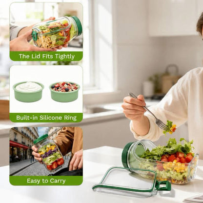 Side Opening Salad Jar with Lid and Fork