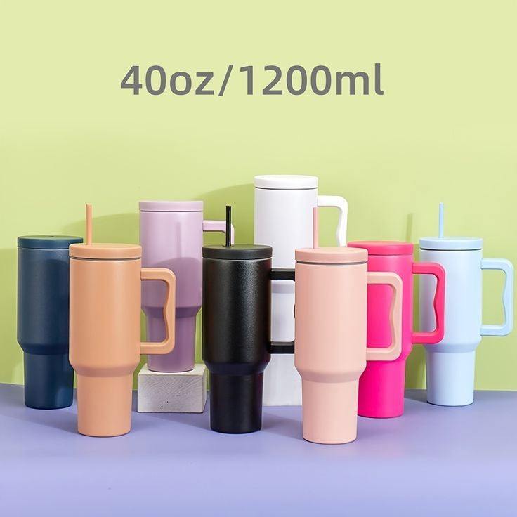 40oz Steel Leakproof Tumbler with Lid and Straw