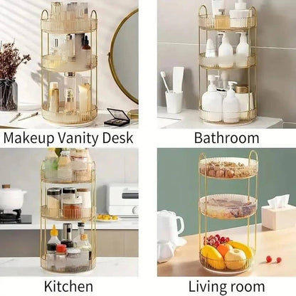 3 Layer Rotating Makeup Organizer Rack