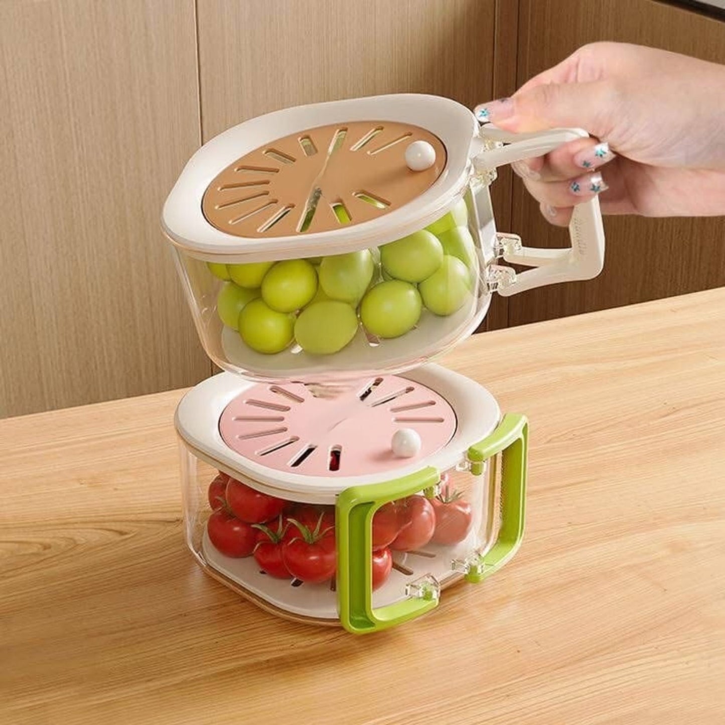 Acrylic Drainer Basket with Foldable Handle