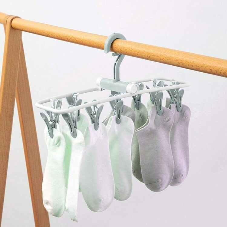 12 Clips Foldable Clothes Drying Hanger