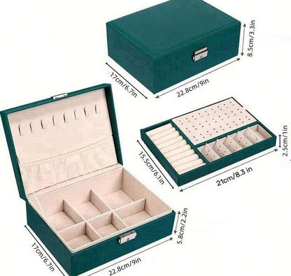 Double Layer Leather Jewellery Box with Lock