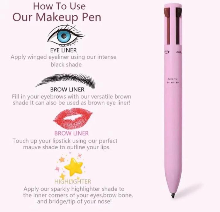 4 in 1 Makeup Pen (eyebrow pencil, Lip liner, eye liner and highlighter)