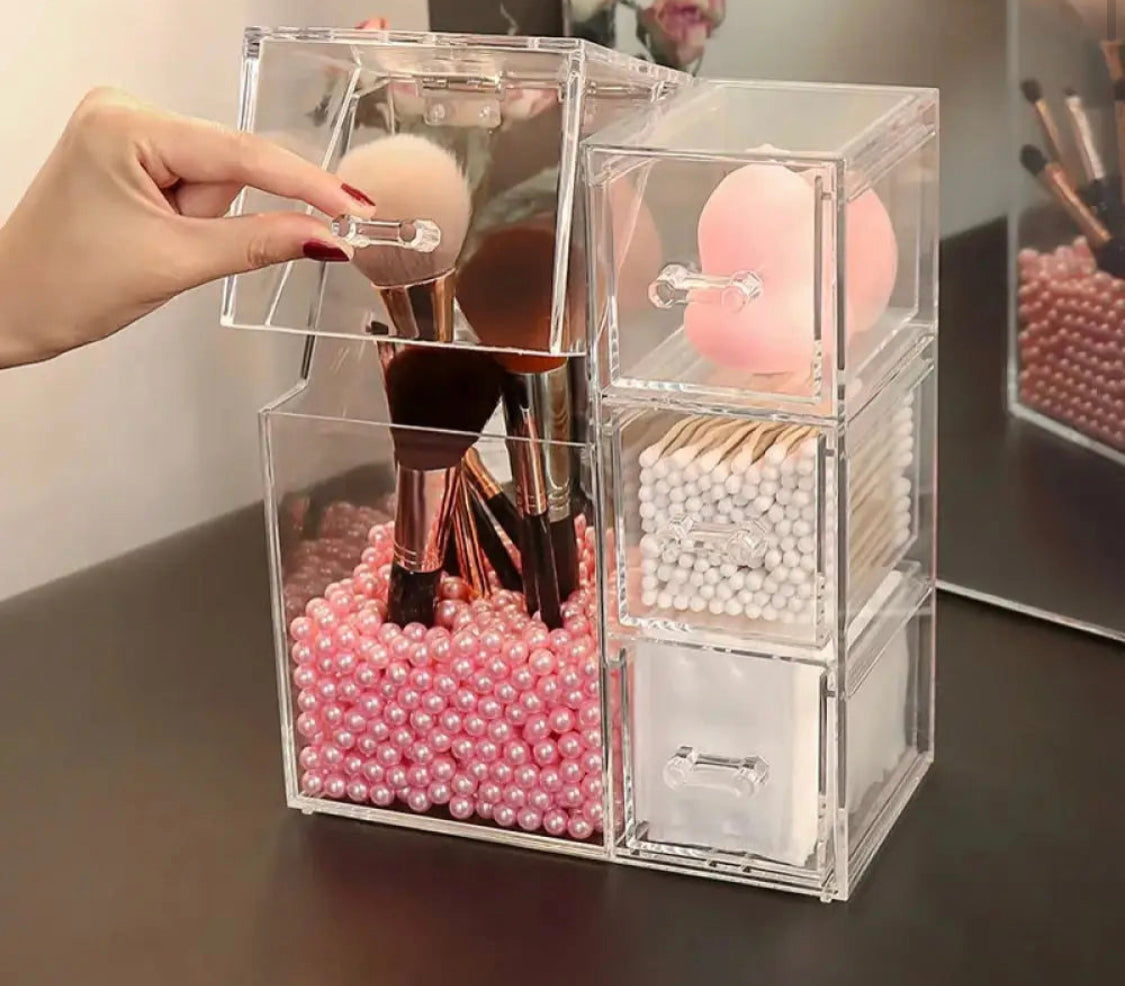 Acrylic Makeup Brush Organizer with Drawer Holder