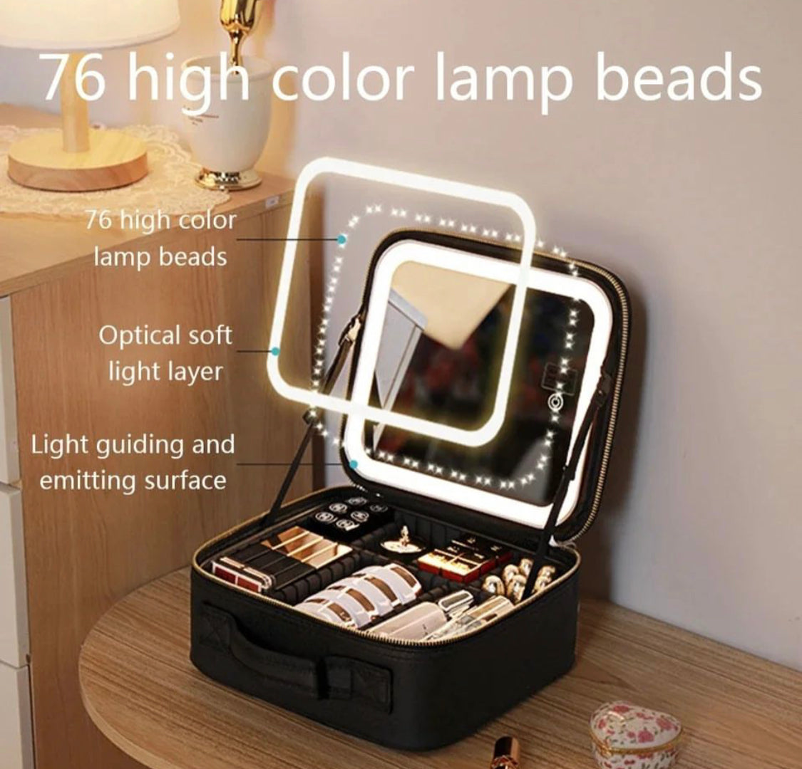 Cosmetic LED Touch Sensor Vanity Bag with Mirror