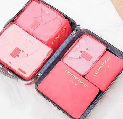 6 Pcs Travel Pouches Set Storage Bag