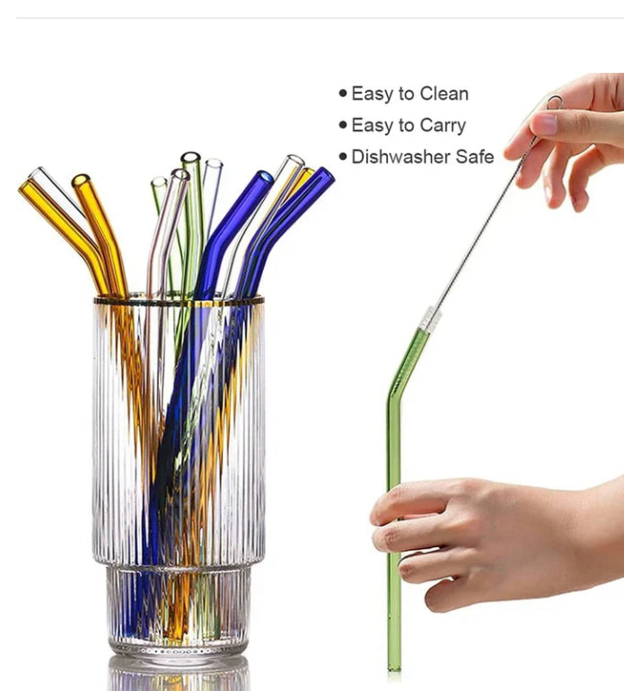 Colourful Glass Straws 5 Pcs