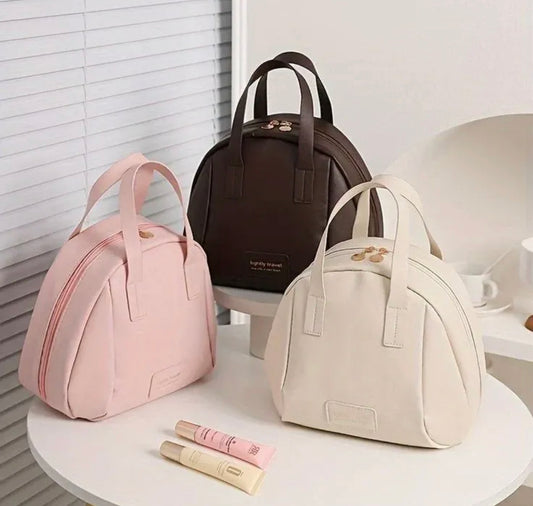 Leather Makeup Cosmetic Pouch Bag.