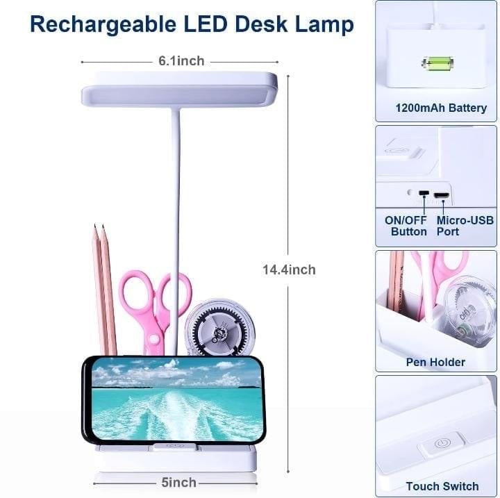 Led Study Table Lamp with Storage Holder