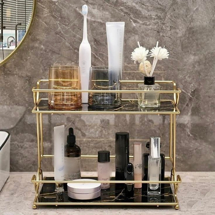 2 Layer Marble Cosmetic Makeup Organizer