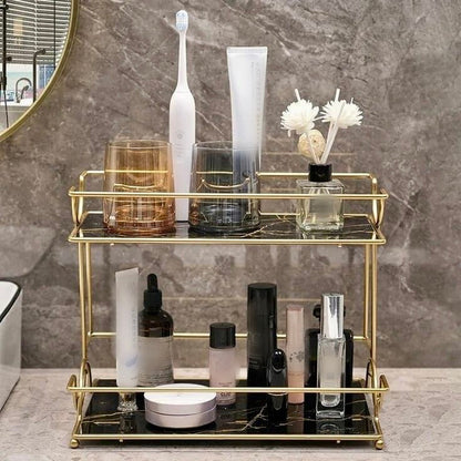 2 Layer Marble Cosmetic Makeup Organizer