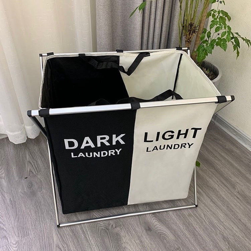 Foldable 2 Portions Laundry Basket