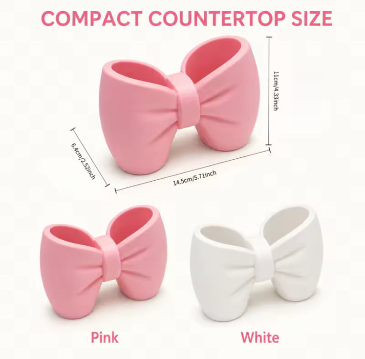 Pink Bow Design Brushes Storage Holder