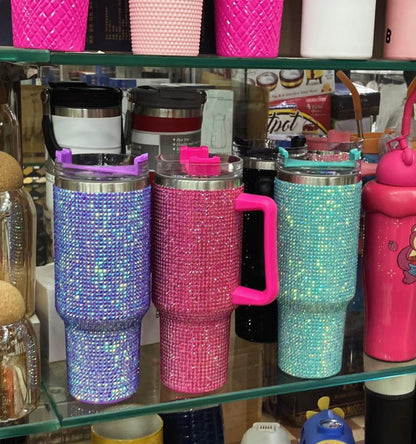 40oz Rhinestone Tumbler with Lid and Straw