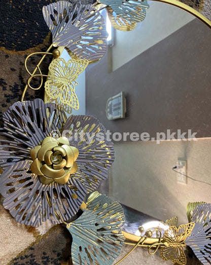 Nordic Golden Metal Wall Mirror Motif For Wall Decoration