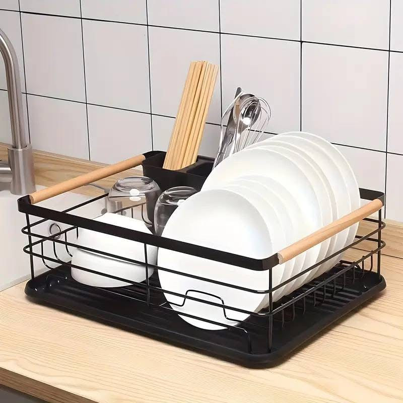 Wood Handle Dish Drain Rack
