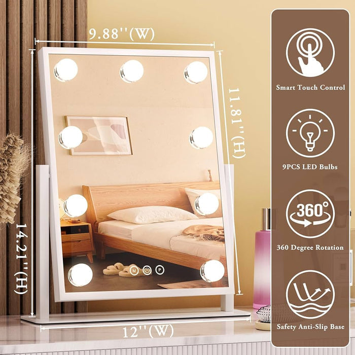 Led Vanity Bulbs Makeup Mirror with 3 Colour Lights