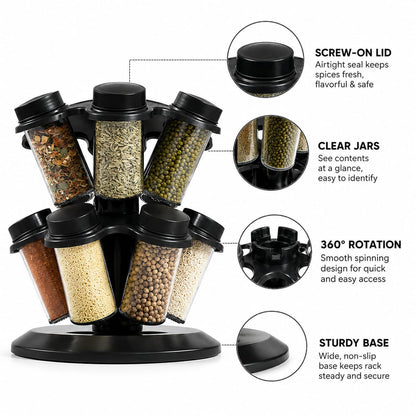 12 Pcs Rotating Glass Spice Jars