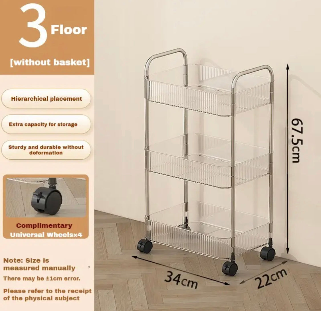 3/4 Layer Acrylic Trolley Storage Shelves trolley