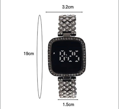 New Women Digital LED Smartwatch Crystal Bracelet