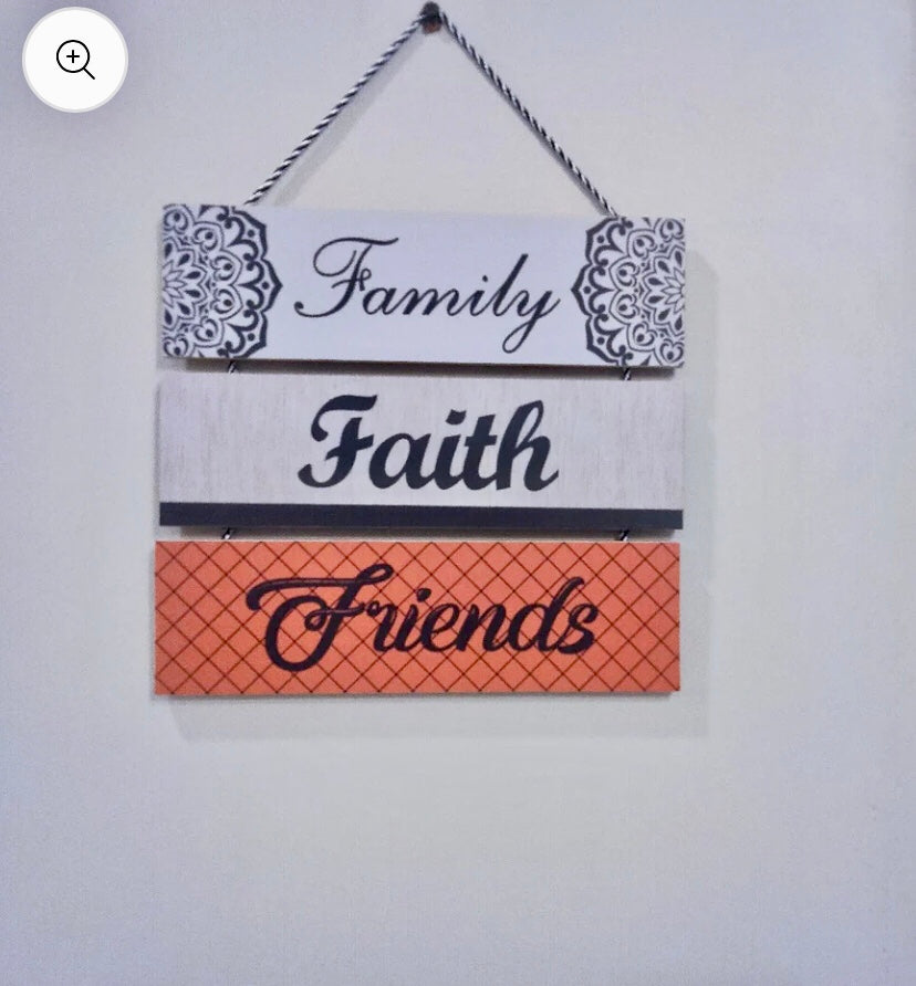 Family Faith Friends 3 Steps Wall hanging for Wall Decoration