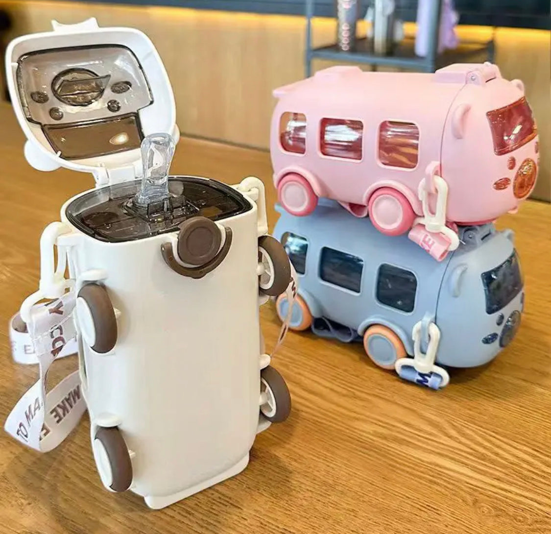 500ml Kids Car Bus Water Bottle with Straw