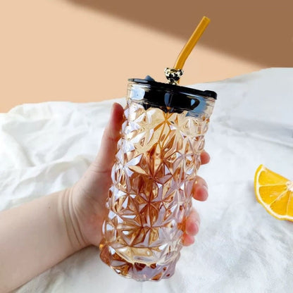 Coffee Glass with Straw and Bear