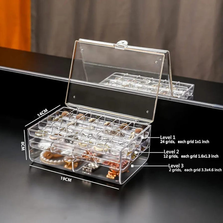 Acrylic Dustproof Jewellery Box Organizer