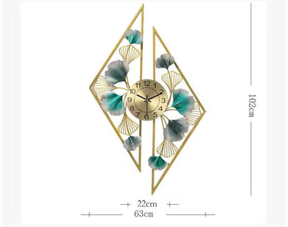 Golden Leaf Metal Wall Clock