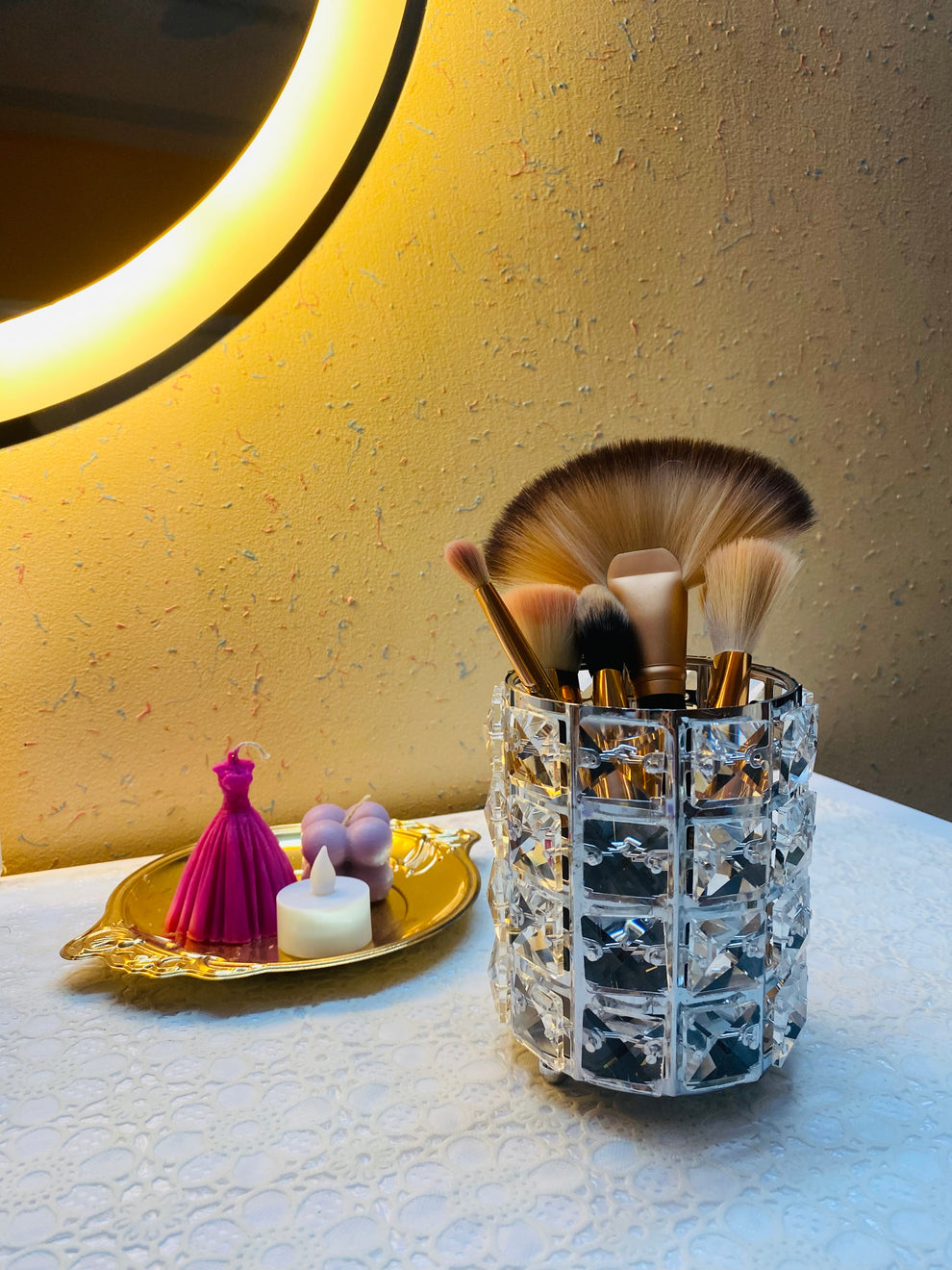 Crystal Metal Brushes Holder