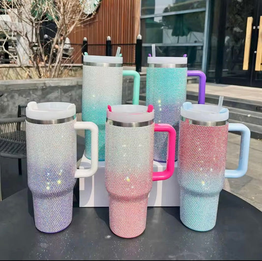 40oz Stainless Steel Rhinestone Tumbler