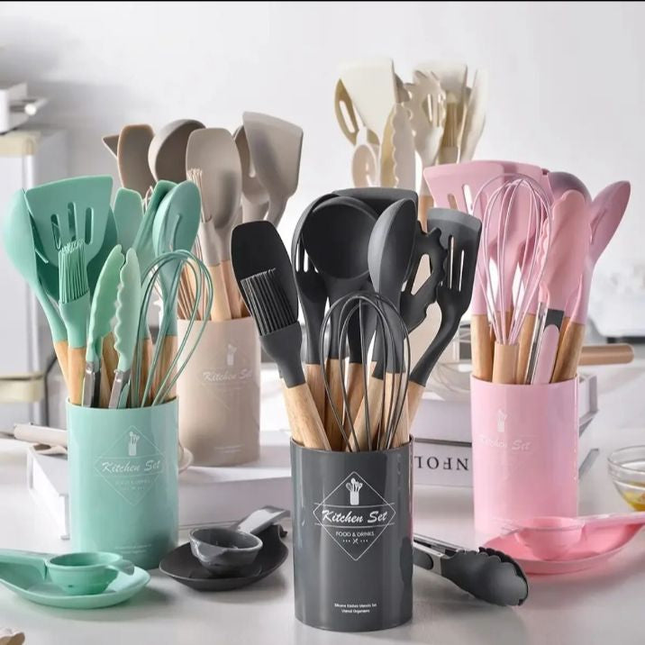 12 Pcs Silicone Non-Stick Spoons Set