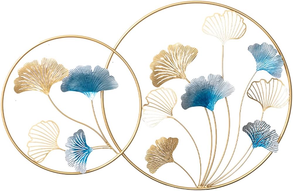 Round Metal Golden Leaf Wall Motifs for Home Decor