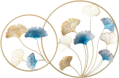 Round Metal Golden Leaf Wall Motifs for Home Decor