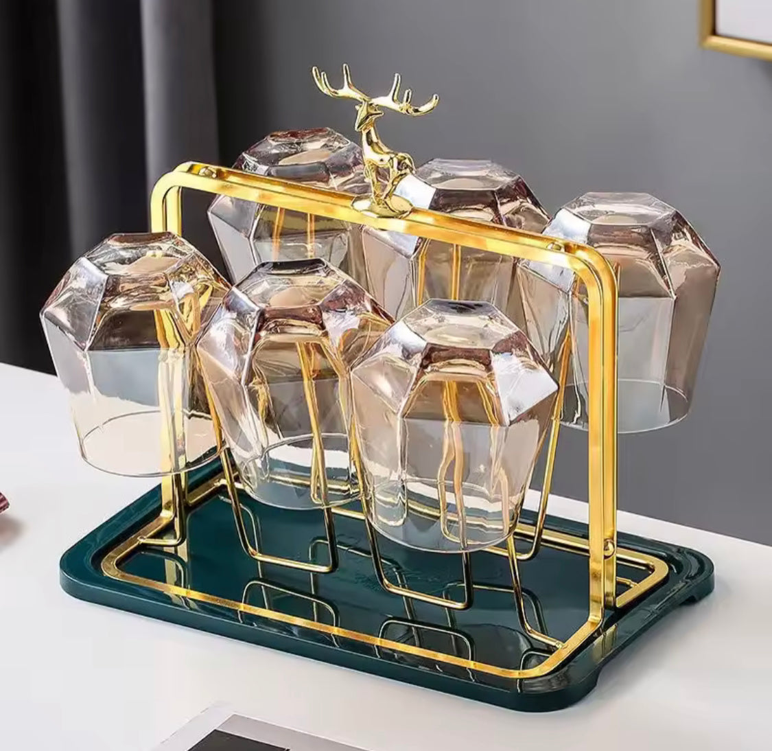 Metal Golden Glass Stand Rack