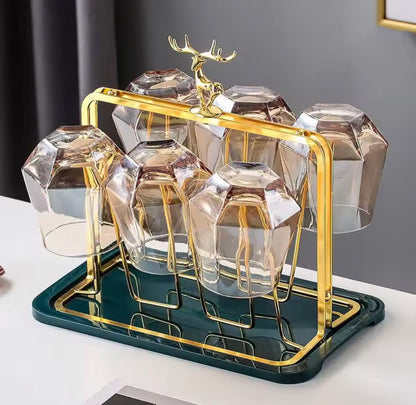 Metal Golden Glass Stand Rack
