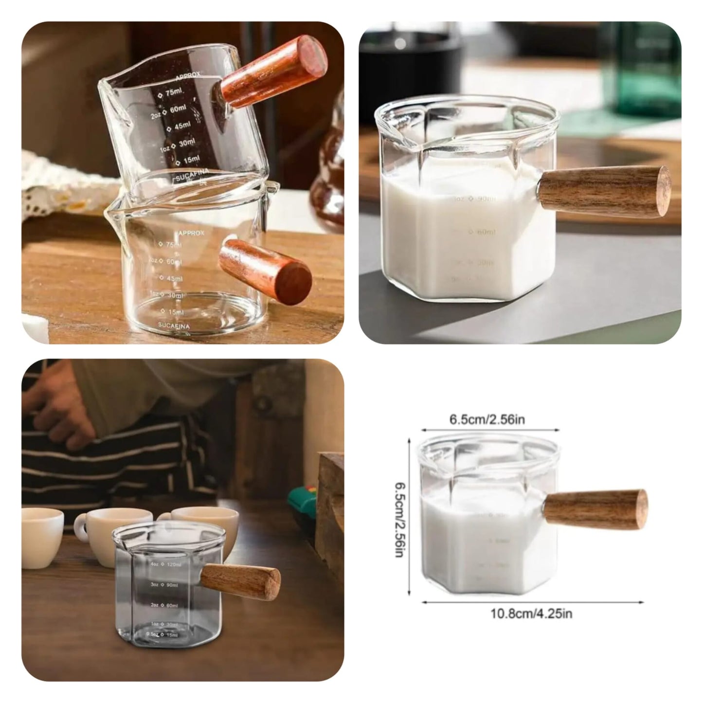 Heat Resisting Glass Measuring Cup with Wooden Handle