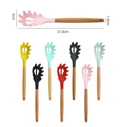 Silicone Pasta Spoon with Wood Handle