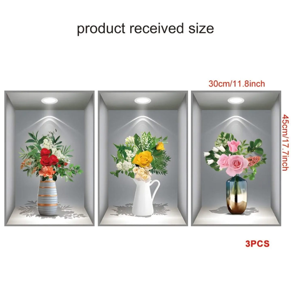 3 Pcs Flower Vase Wall Decoration