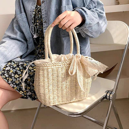 Trendy Bowknot Jute Bag