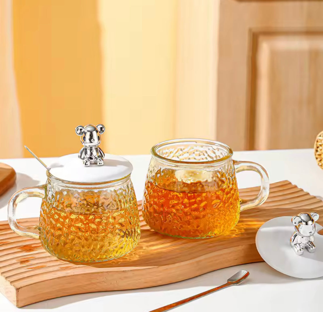 Coffee Glass with Lid and Spoon
