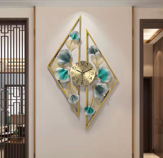 Golden Leaf Metal Wall Clock