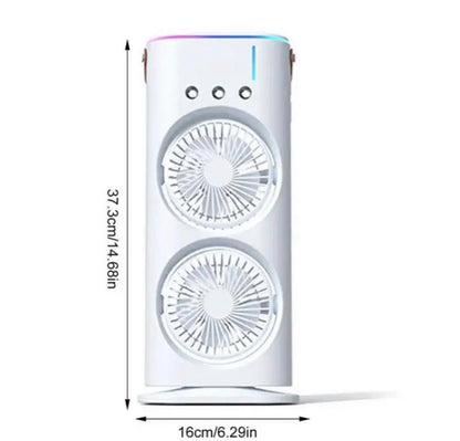 Rechargeable Rotating Dual Fan with Hole Spray & Lights