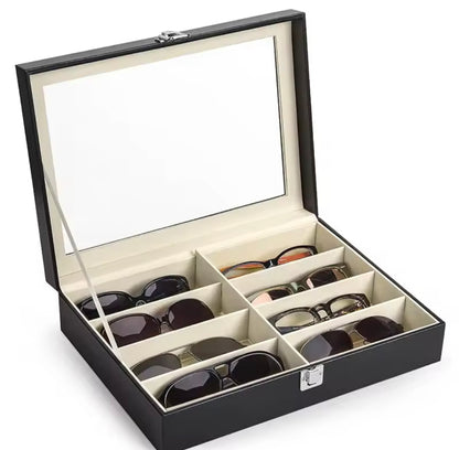 8 Grids Leather Sunglasses Organizer Box