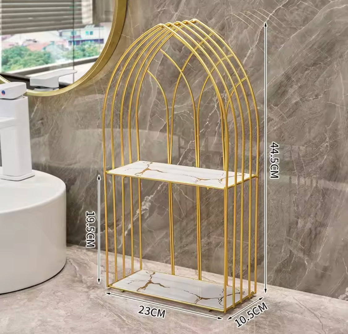 2 Layer Metal Marble Cosmetic Organizer