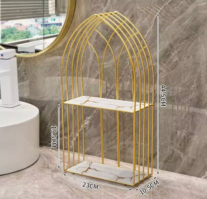 2 Layer Metal Marble Cosmetic Organizer