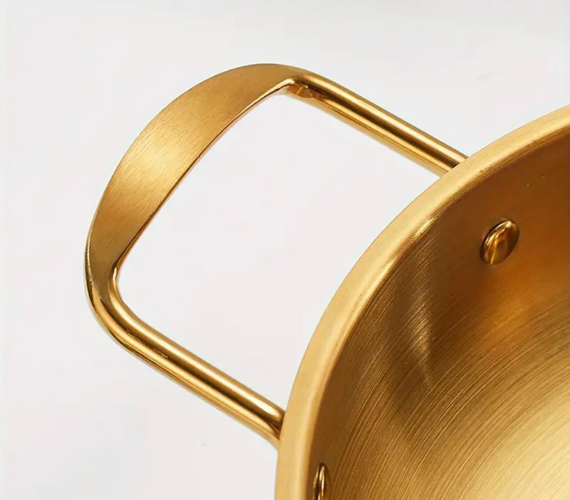Golden Steel Ramen Bowl with Handles