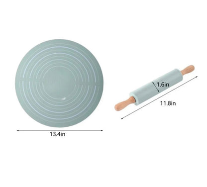 Silicone Dough Mat with Rolling Pin Set