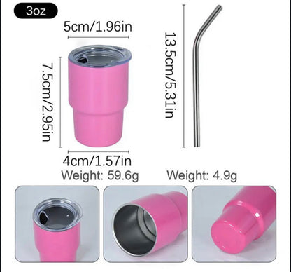 Mini 3oz Tumble Cup Stainless Steel With Straw